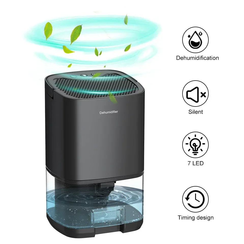 1000ml Portable 2-in-1 Dehumidifier with Air Filter & Night Light - Aveline