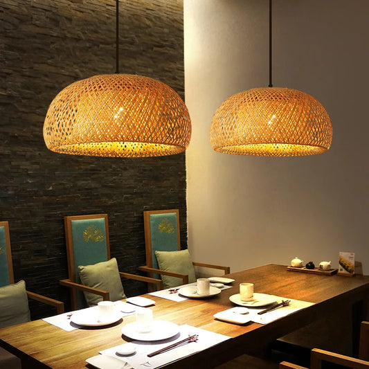 Bamboo Pendant Lamp – Handwoven Rattan, Natural Design & Light Fixture