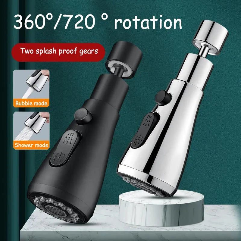 360° Swivel Faucet Aerator – 3 Spray Modes, Water-Saving & Tool-Free Install