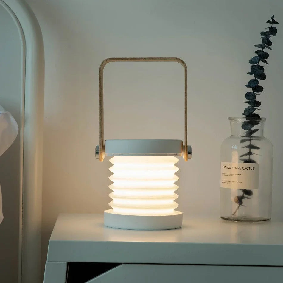 Creative Wooden Handle Portable Lantern | Folding Rechargeable Table Lamp