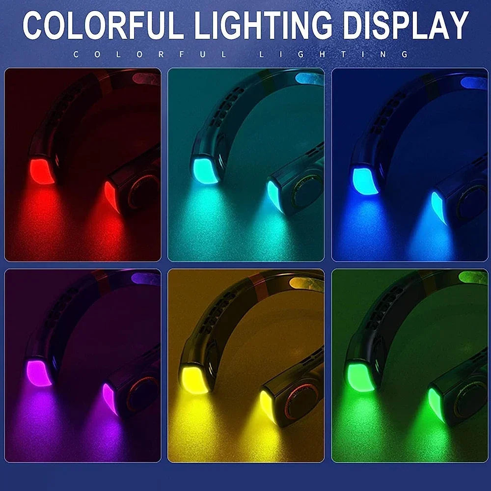 Cordless Neck Fan – Bladeless, 5 Speeds, LED Display & USB-C Rechargeable