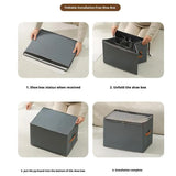 Foldable Shoe Storage Box – Clear Lid, Leather Handle & Stackable