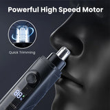 Rechargeable Nose & Ear Hair Trimmer – LED Battery Display, Wet & Dry Use