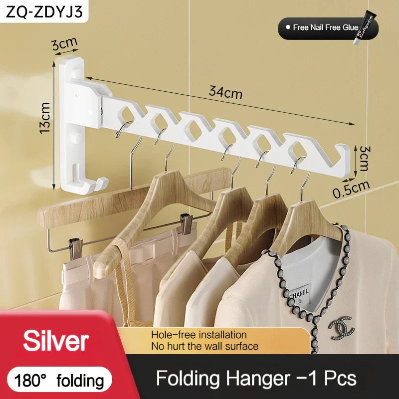 Folding Wall-Mounted Drying Rack – Aluminum, 180° Swivel & Space-Saving