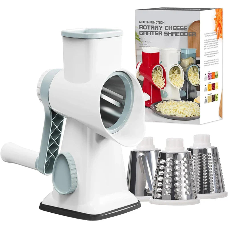 Enhanced Product Title: "Multifunctional Rotary Grater with 3 Interchangeable Drums - Versatile Kitchen Tool for Grating, Slicing, and Shredding" 

This title includes relevant keywords and provides a clearer description of the product's functionality, ma