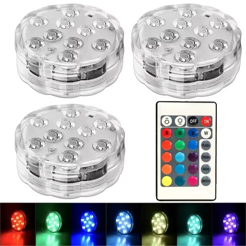 Submersible LED Pool Lights – IP68 Waterproof, 16 RGB Colors, Remote, 3-Pack