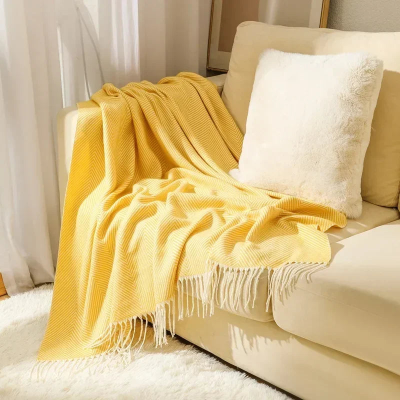 Striped Cotton Throw Blanket – 100% Cotton, Fringed, 127×172cm & 130×220cm