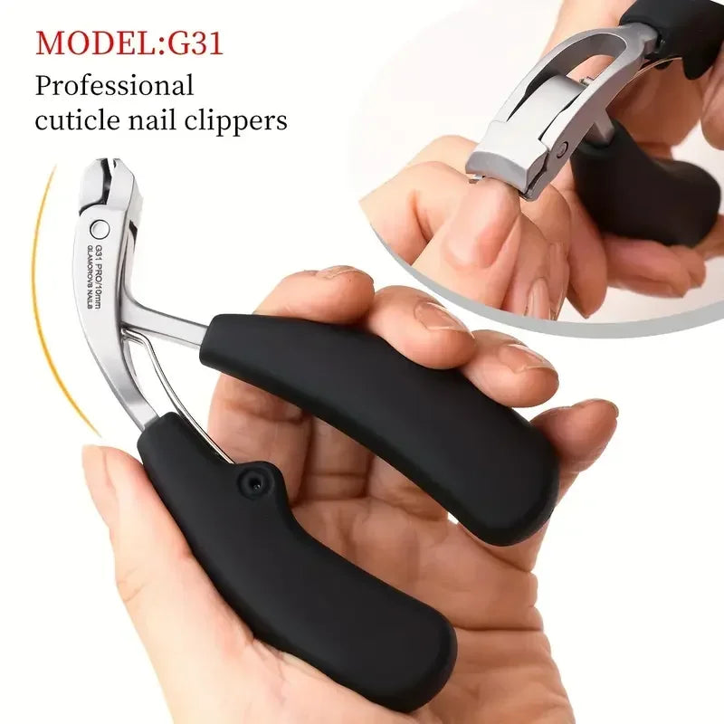 Wide-Jaw Nail Clipper – Stainless Steel, Splash Guard & Curved Blade
