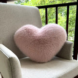 Faux Fur Heart Throw Pillow – 32×40cm, Ultra-Soft Plush & 6 Colors