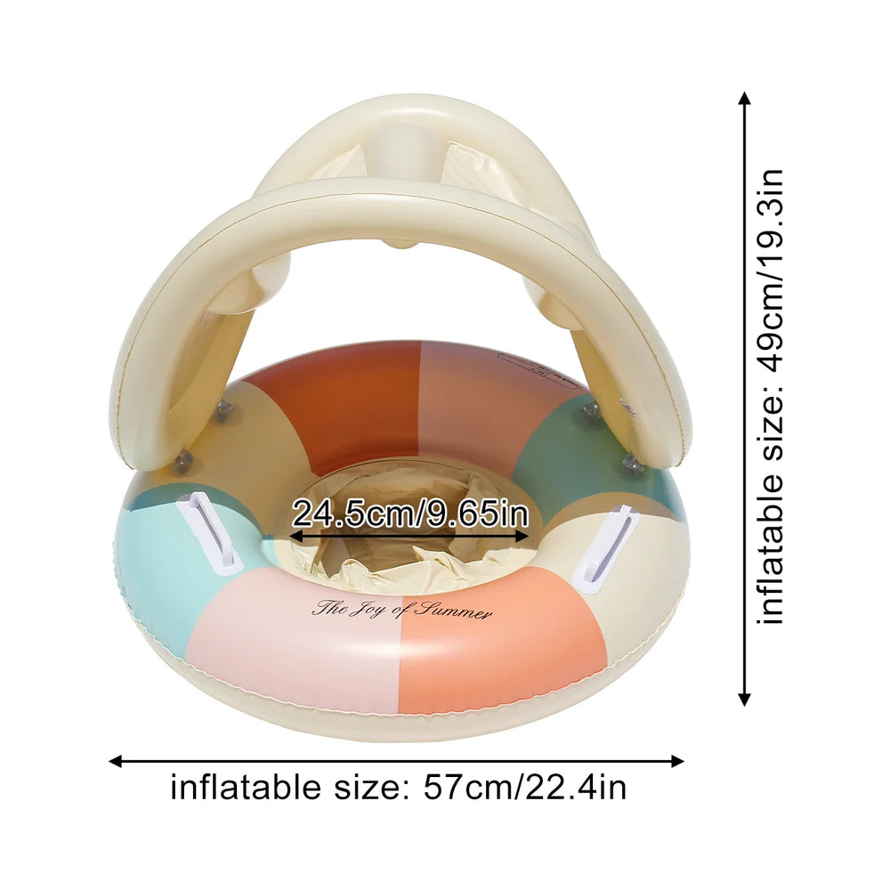 Inflatable Pool Float with Sun Canopy – PVC, Grip Handles & Shade