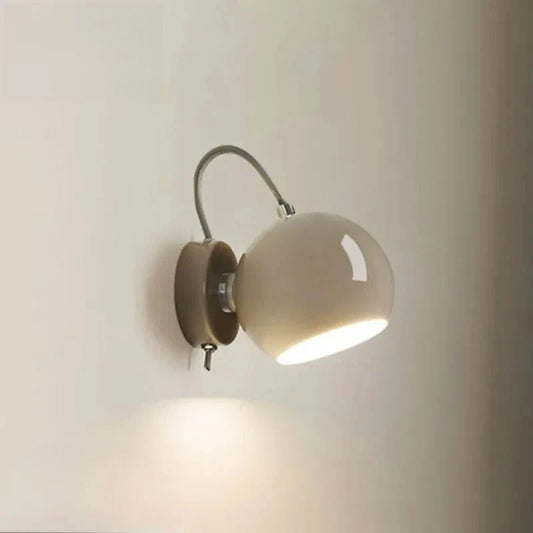 Wall Lamp – Nordic Cream Design, Adjustable Dome & Ambient Bedroom Lighting