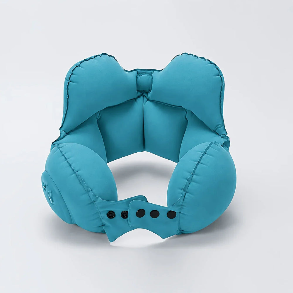 Inflatable Travel Neck Pillow – Push-Button Inflation, U-Shape & Adjustable Buckle