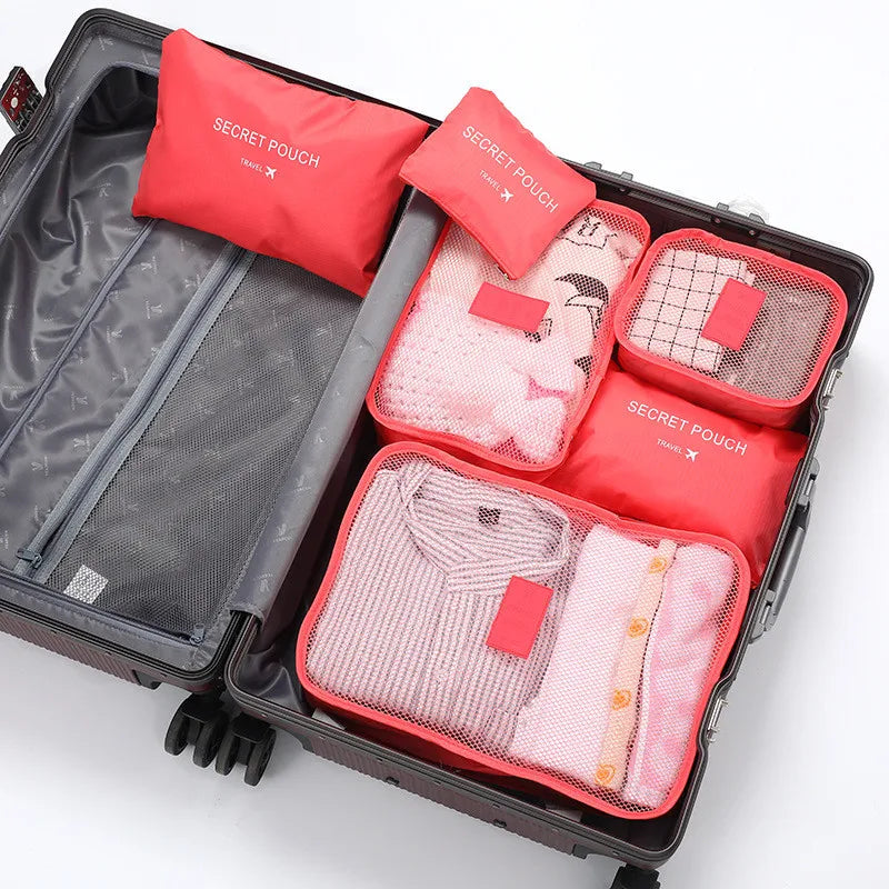 6-Piece Packing Cube Set – Waterproof Polyester, Breathable Mesh & Suitcase Organizer