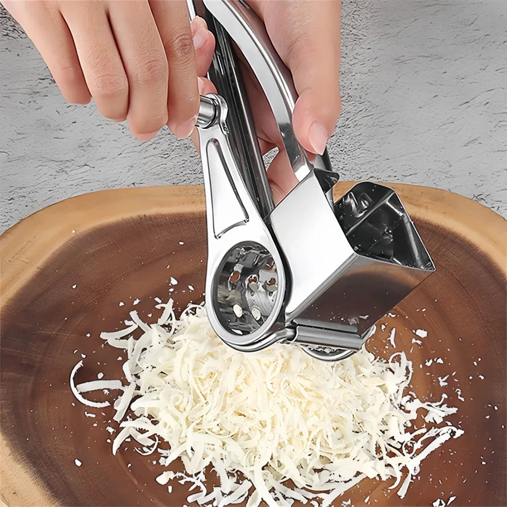Optimized Product Title: **Edelstahl Rotationsreibe mit Handkurbel – Perfekt für Käse, Gemüse und Obst – Hochwertige Küchenreibe für schnelles und einfaches Raspeln** 

This title includes relevant keywords while providing additional details to attract po