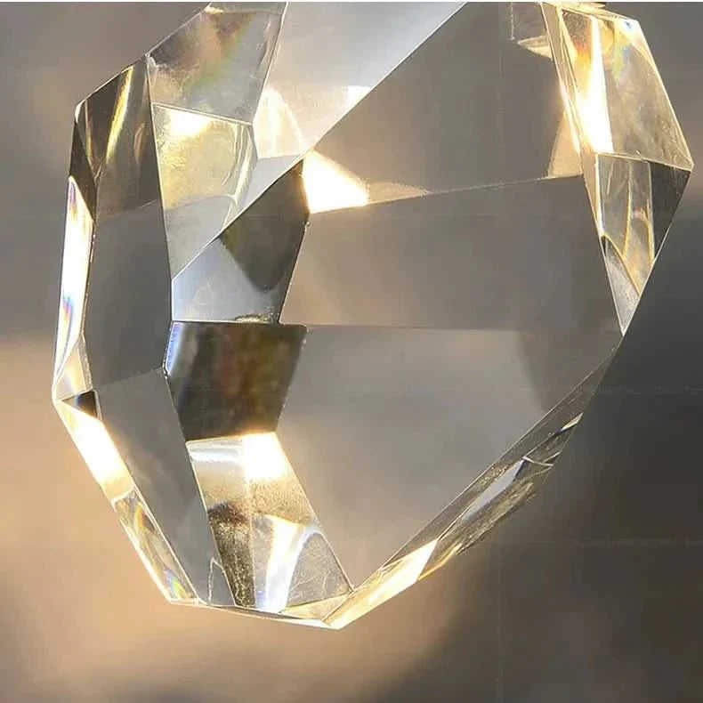 Crystal LED Pendant Light – Faceted K9 Shade, Gold Finish, Warm & Cool White