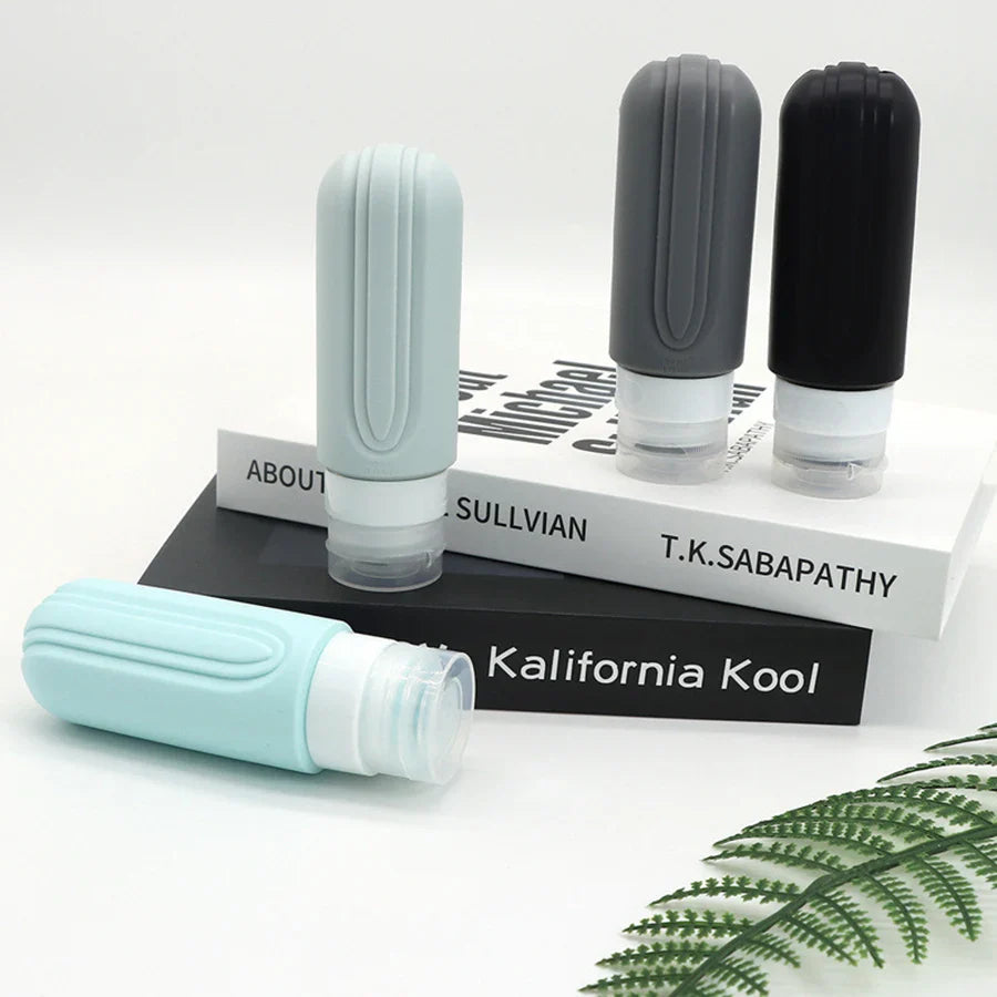 Silicone Travel Bottle Set – 4×90ml, Leak-Proof & Toiletry Bag