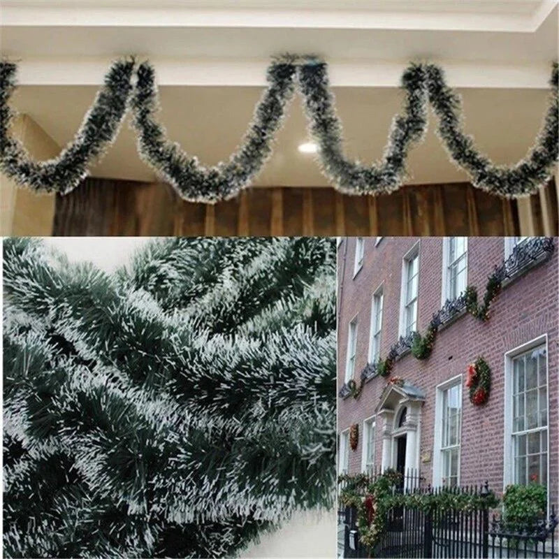Snow-Flocked Christmas Garland – 2m Frosted Greenery for Indoor and Outdoor