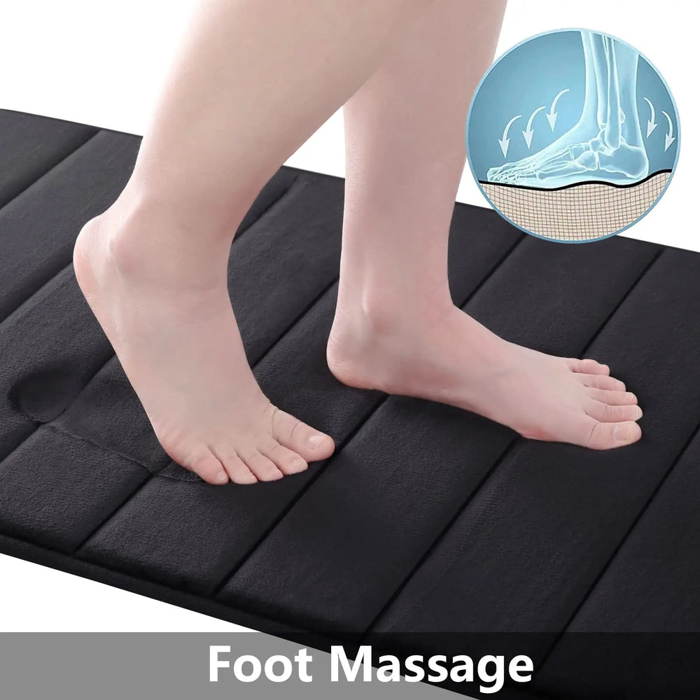 Memory Foam Bath Mat – Non-Slip PVC Backing, Water-Absorbent & 3D Striped Design