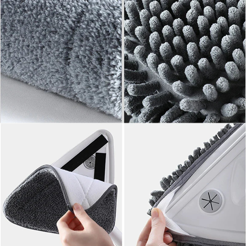Triangular Window Cleaner with Telescopic Pole – 360° Swivel Head, 110–160cm & Microfiber Pads