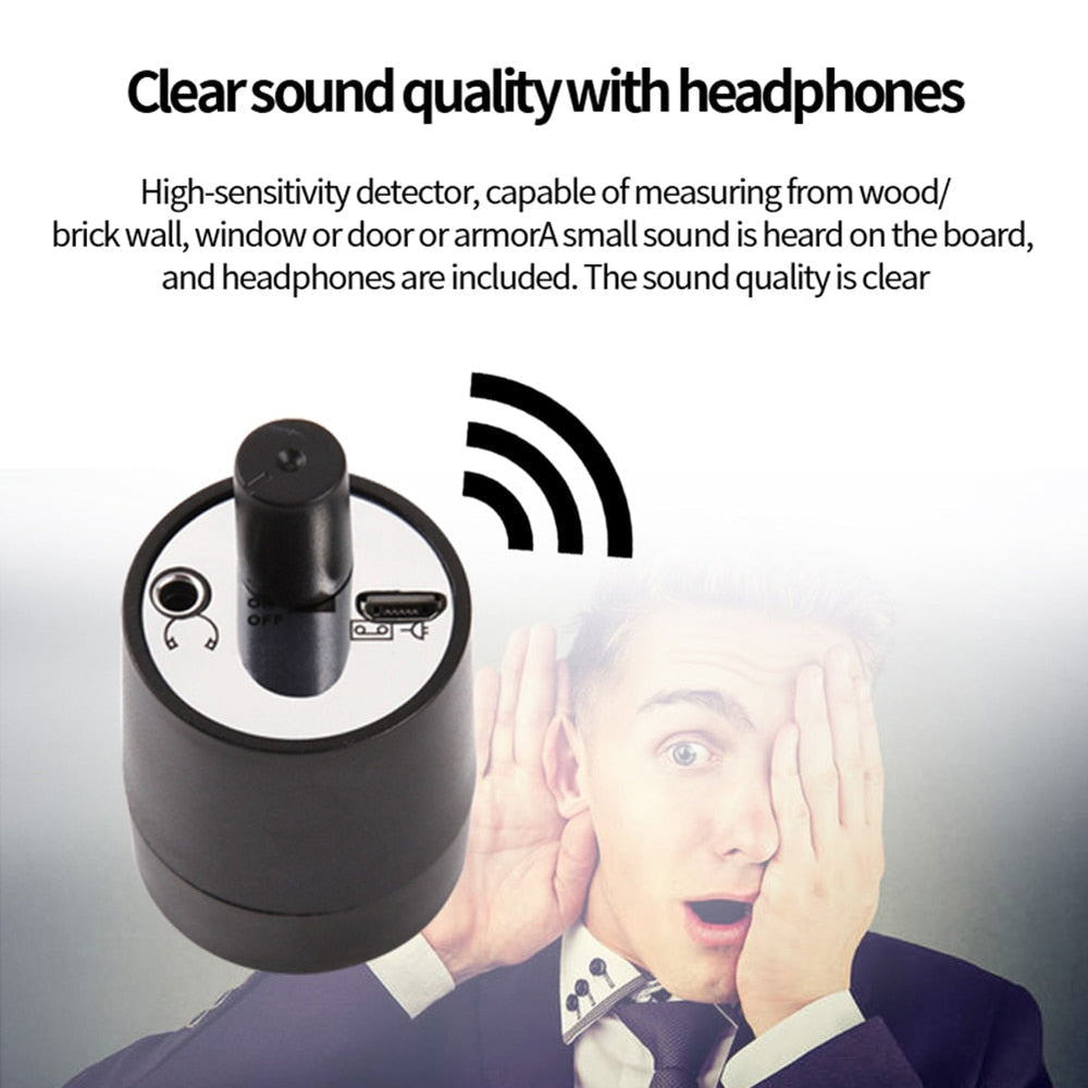 Wall Listening Device with Amplifier – Rechargeable, Headphones, 1m Range