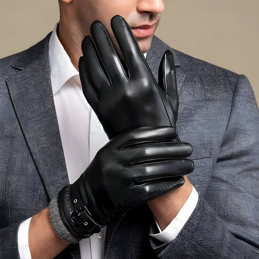 Men's Winter Gloves – Touchscreen, Strap Closure & Driving Style