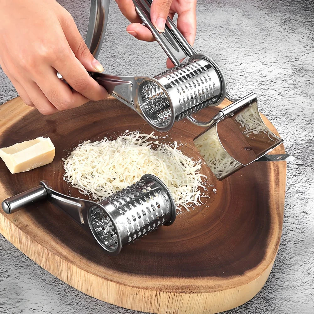 Optimized Product Title: **Edelstahl Rotationsreibe mit Handkurbel – Perfekt für Käse, Gemüse und Obst – Hochwertige Küchenreibe für schnelles und einfaches Raspeln** 

This title includes relevant keywords while providing additional details to attract po