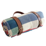 Waterproof Picnic Blanket – PEVA Backing, Foam Padded & Leather Carry Strap