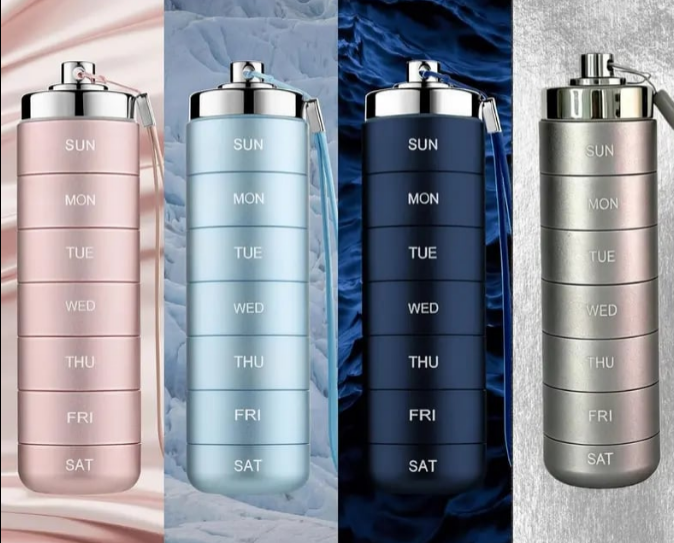 7-Day Pill Organizer – Waterproof Aluminum, Spin-Lock & Portable