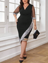 Chic Plus-Size Fall Party Dress - Elegant Autumn Evening Wear for Curvy Women