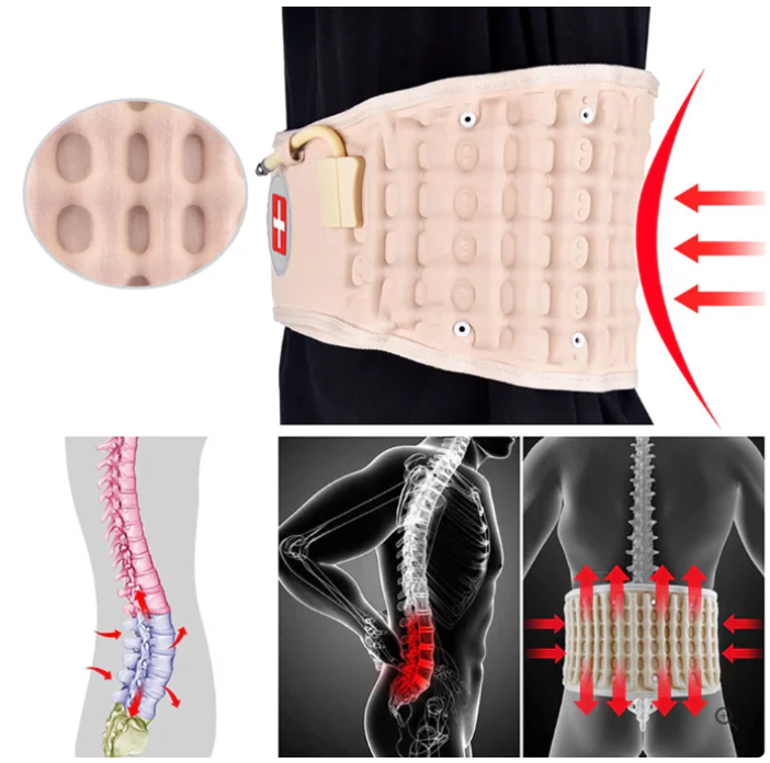 Inflatable Back Support Belt – Air Pump Compression, Breathable & Adjustable Lumbar Support