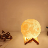 Rechargeable LED Moon Lamp – 16 Colors, Remote & Touch Control, USB with Wood Stand