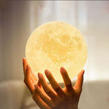 Rechargeable LED Moon Lamp – 16 Colors, Remote & Touch Control, USB with Wood Stand
