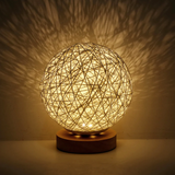 Rattan Ball Table Lamp – Dimmable, 30cm, USB-Powered Warm White LED