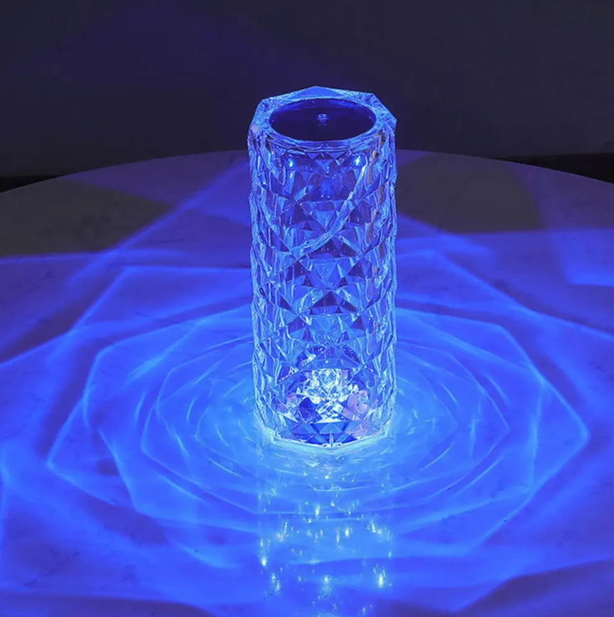 LED Crystal Table Lamp – 16 Colors, Touch & Remote Control, Rechargeable 21×9cm