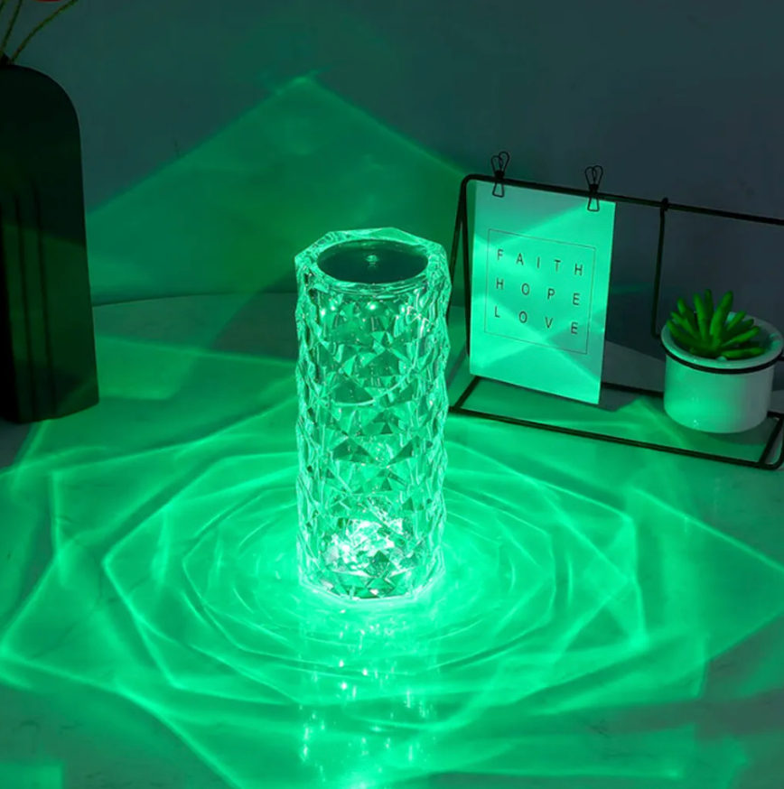 LED Crystal Table Lamp – 16 Colors, Touch & Remote Control, Rechargeable 21×9cm