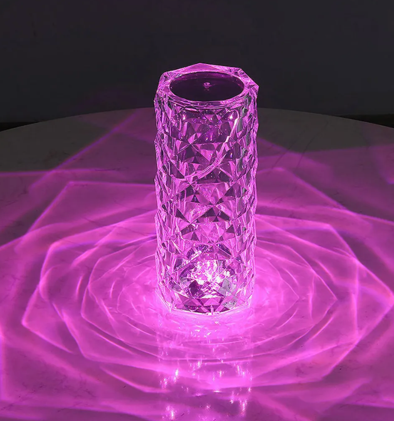 LED Crystal Table Lamp – 16 Colors, Touch & Remote Control, Rechargeable 21×9cm