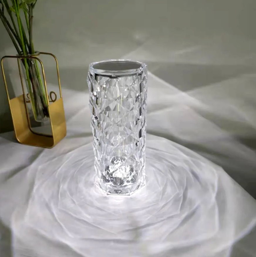 LED Crystal Table Lamp – 16 Colors, Touch & Remote Control, Rechargeable 21×9cm