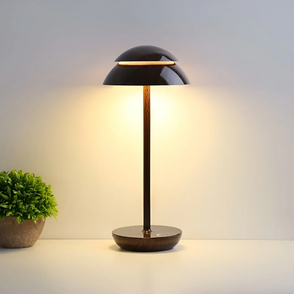 Cordless LED Mushroom Table Lamp – Touch Dimmer, Rechargeable Battery, Warm Ambient Light
