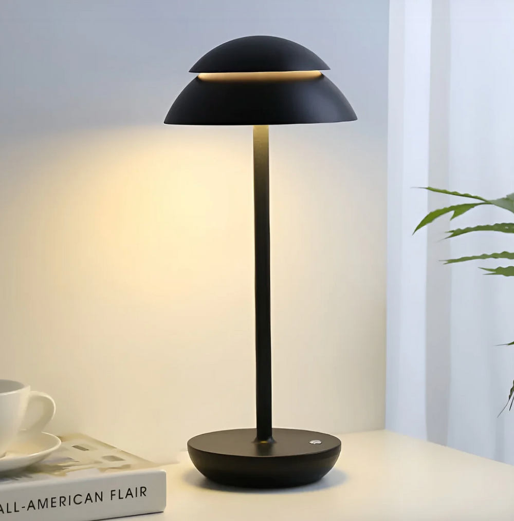 Cordless LED Mushroom Table Lamp – Touch Dimmer, Rechargeable Battery, Warm Ambient Light