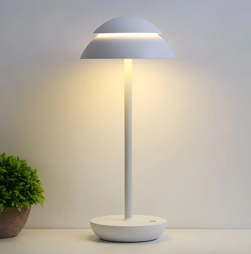 Cordless LED Mushroom Table Lamp – Touch Dimmer, Rechargeable Battery, Warm Ambient Light