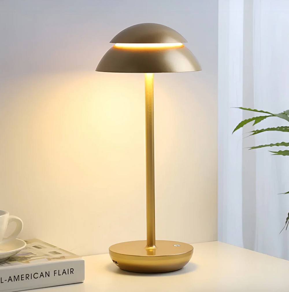 Cordless LED Mushroom Table Lamp – Touch Dimmer, Rechargeable Battery, Warm Ambient Light