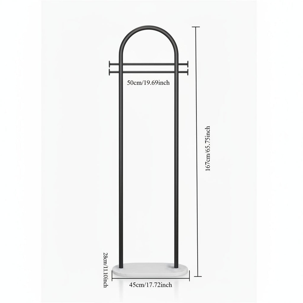 Arched Clothing Rack – Freestanding Metal, 170×28×45cm & Marble-Look Base