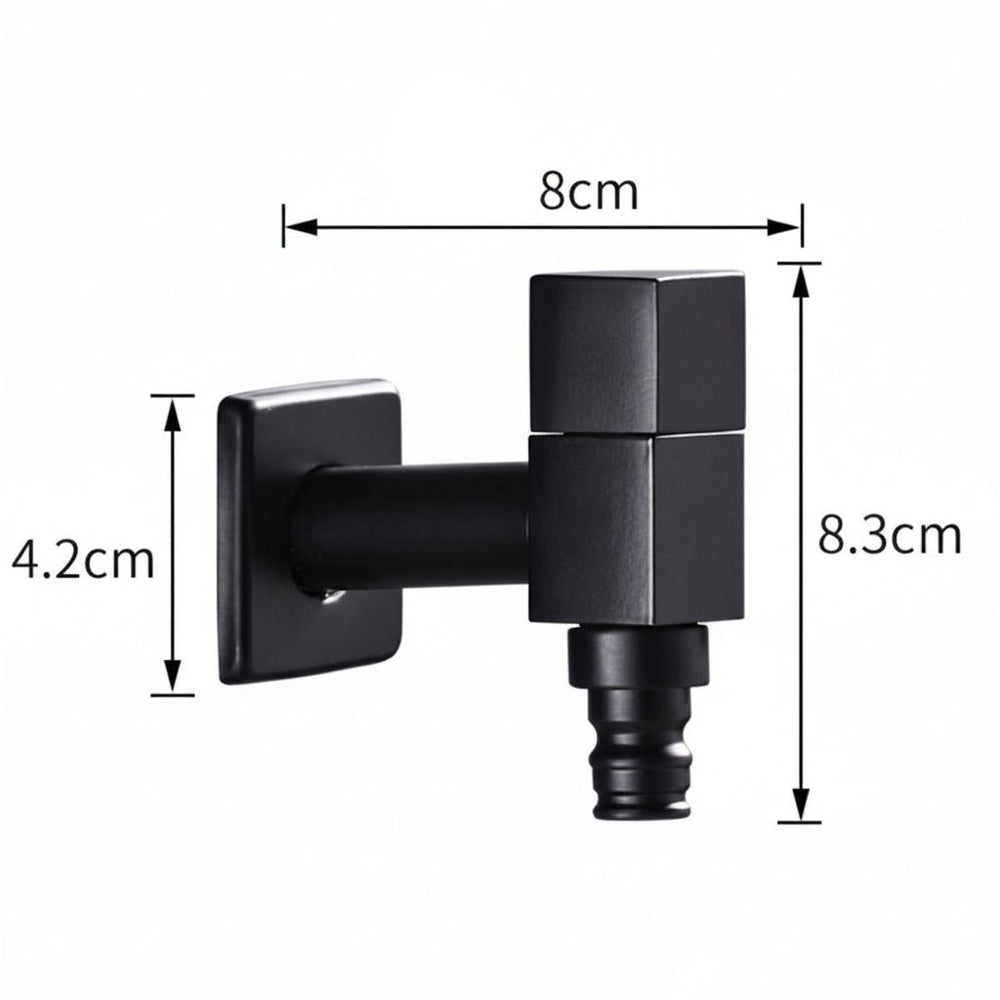 Black Brass Wall Faucet – Garden Tap, G1/2 Thread & Steel Lever