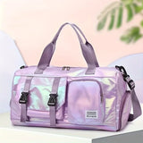 Holographic Gym Duffel Bag – Nylon, Shoe Compartment & Adjustable Strap