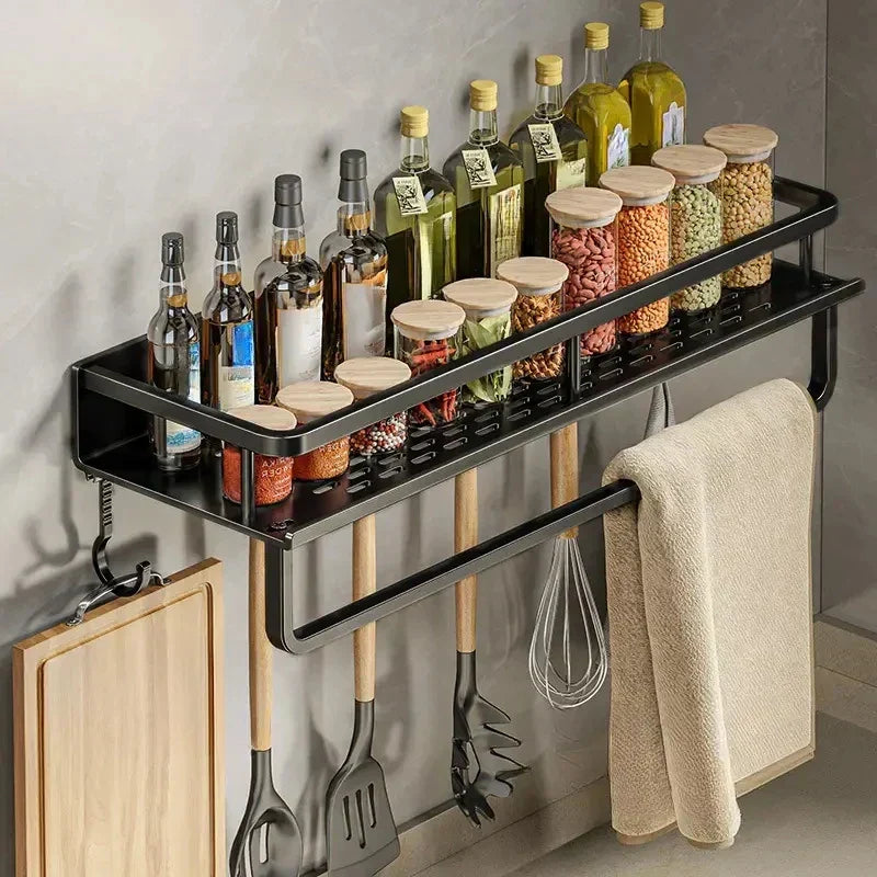 MetroRack – Modern Black Kitchen Wall Shelf