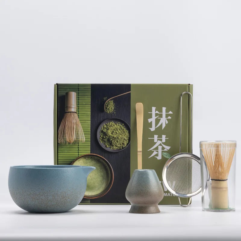 Ceramic Matcha Set 5-Piece Natural Size One Non-Toxic Whisk Bowl Scoop Sifter
