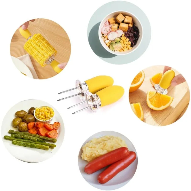 Stainless Steel Corn Cob Holders – Set of 2, Food-Safe & Non-Slip Prongs