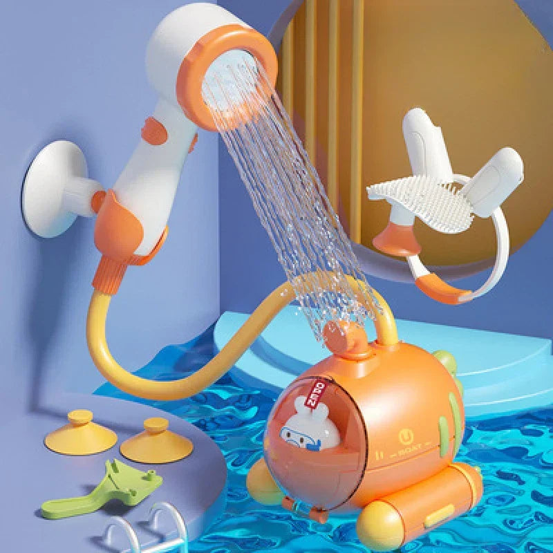 Submarine Bath Toy Shower Head – Gentle Spray, Flexible Hose & Suction Cup Mount
