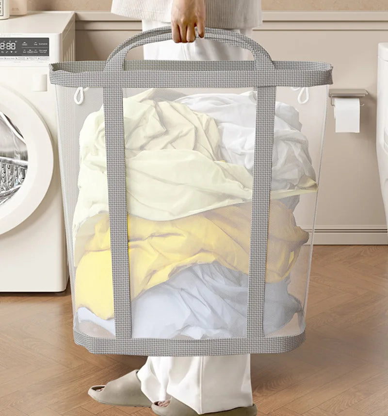 Foldable Mesh Laundry Hamper – Breathable, Carry Handles & Collapsible