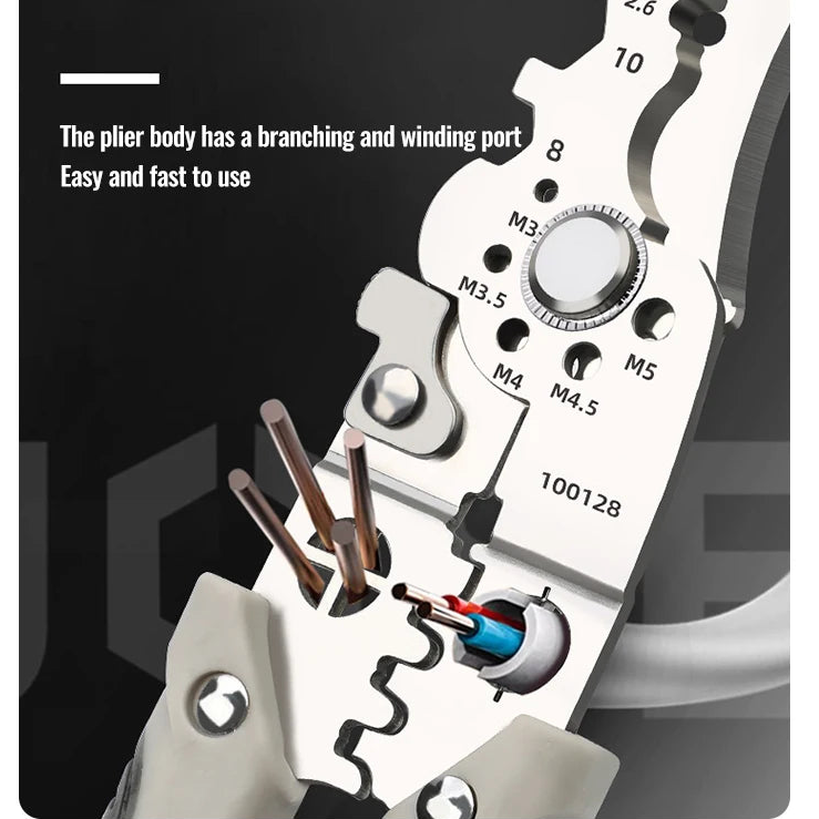 Multifunctional Wire Stripper Pliers – 7-in-1, 0.8-2.6mm Strip & Crimp, High-Carbon Steel